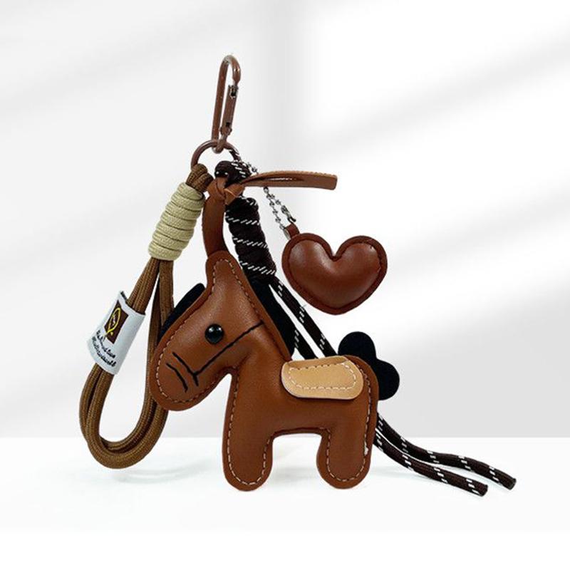 

Yogodlns Faux Leather Heart Shape Horse Mini Backpack Hanging Handbag Pendant Bag Pendant Bags Accessories one size коричневий