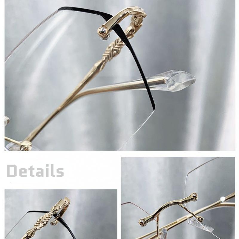 Myopia Glasses Women Men Vintage Rimless Anti-Blue Light Eye Glasses Female Fashion Ultralight Optical Farsighted Eyewear 0~-500