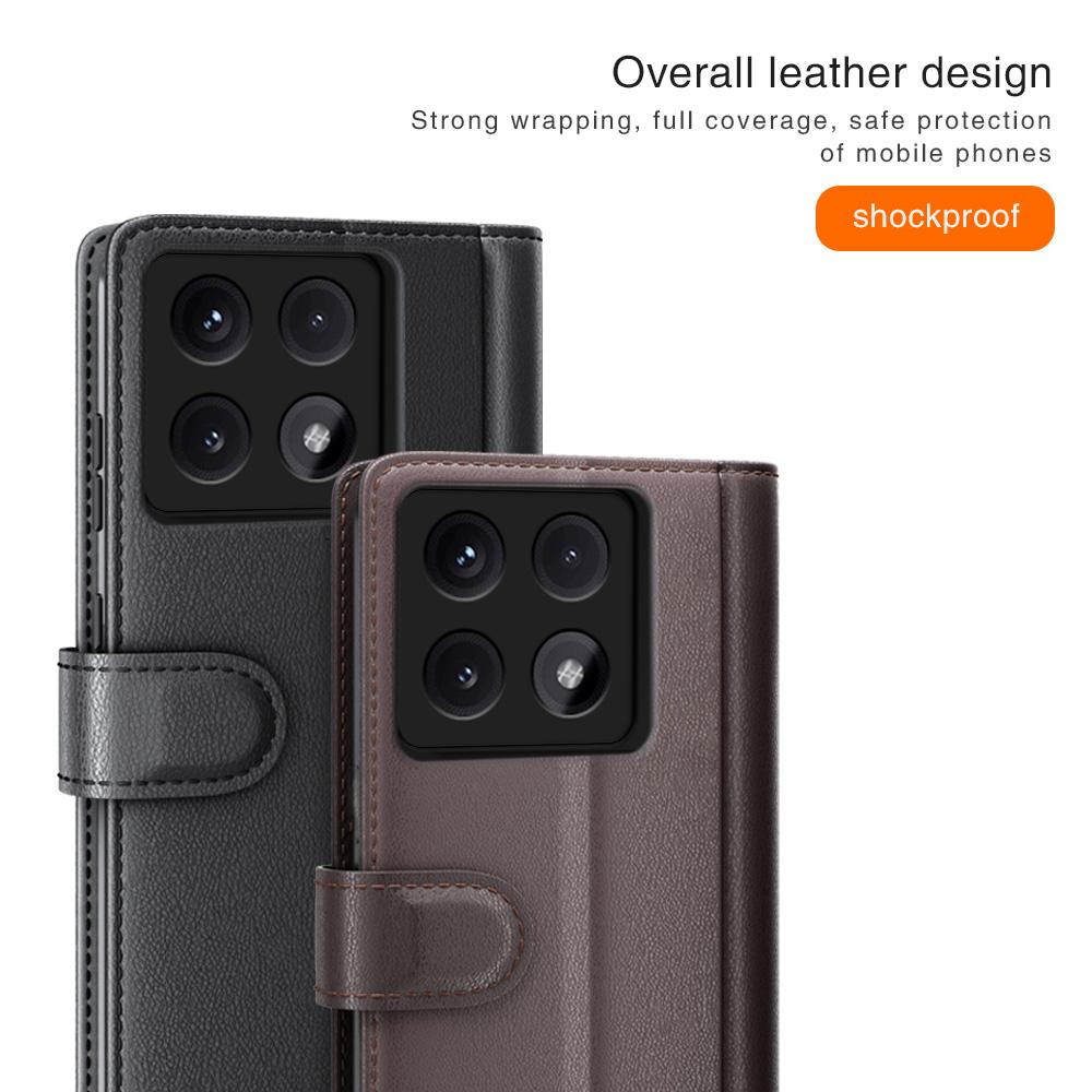 For Xiaomi 14T Case Genuine Split Leather Phone Cover with Wallet Stand