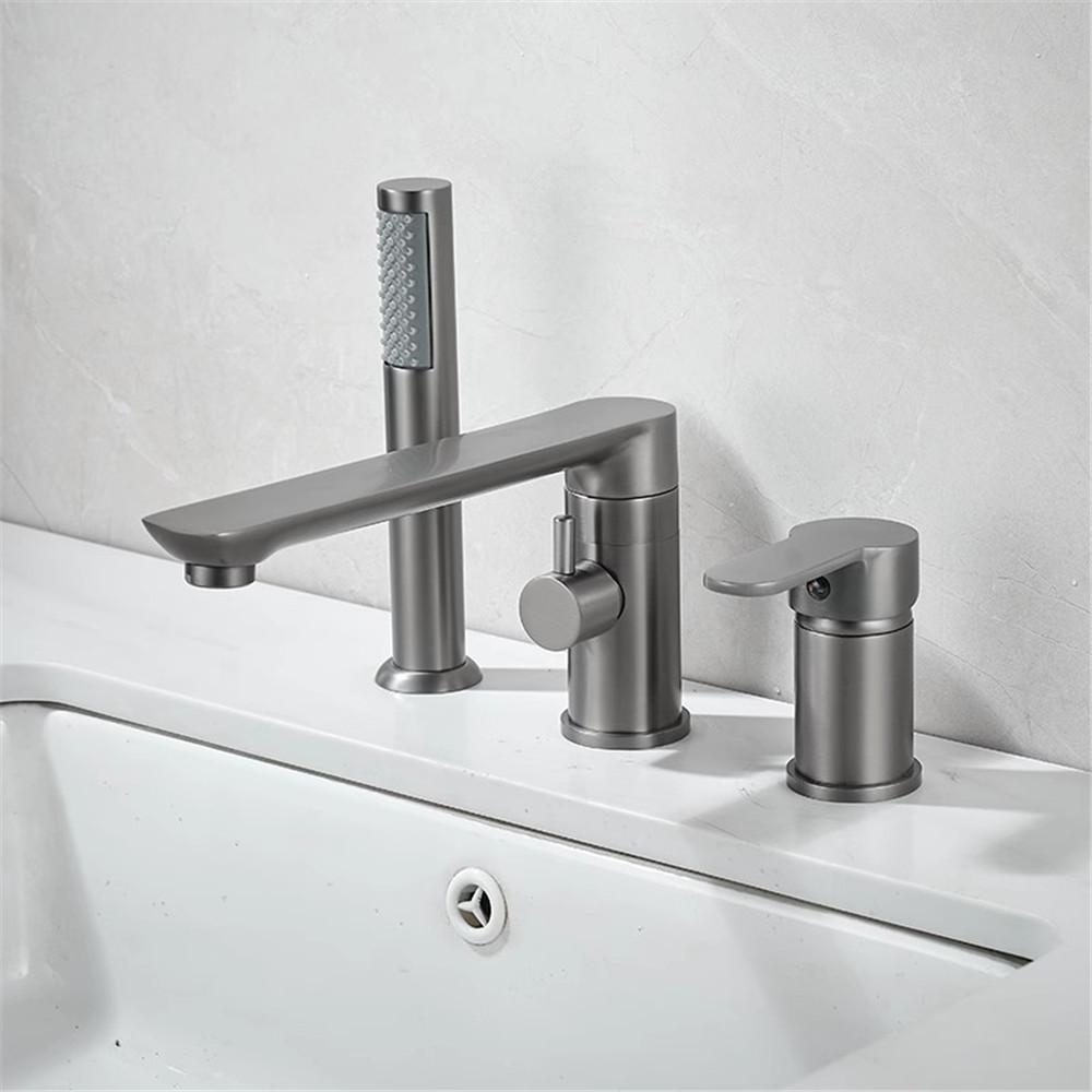 Brushed Gold Bathtub Faucet Widespread Bathtub Sink Mixer Tap black Brass Bathroom Bath Shower Faucet with Hand shower Head