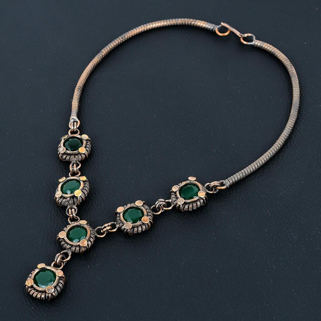 Emerald Necklace, 999 Copper Wire Wrapped Necklace Gemstone Jewelry, Handmade Necklace Amazing Jewelry, Gift For Her