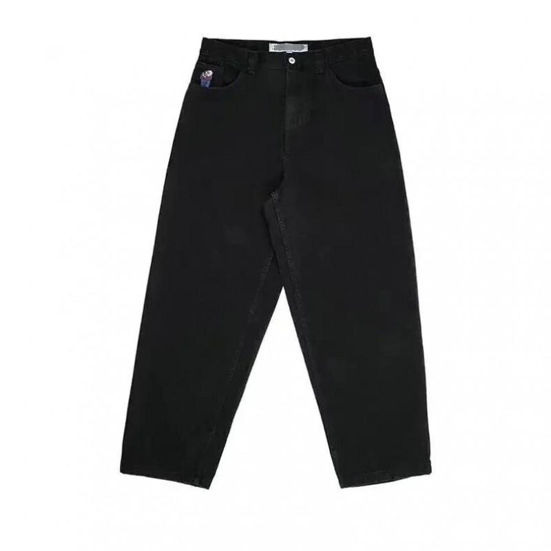 Mens Y2K Streetwear Denim Pants High Waist Loose Fit Straight Leg Jeans With Embroidery