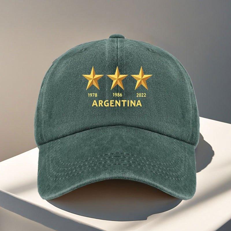 Mens Vintage Argentina Football Baseball Cap  Lightweight Adjustable Curved Brim Snapback with Argentina Embroidery and