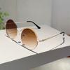 Fashion Round Gradient Shades Women New Chic Korean Style Decor Sunglasses Oversize Vacation Beach Anti UV Sun Glasses