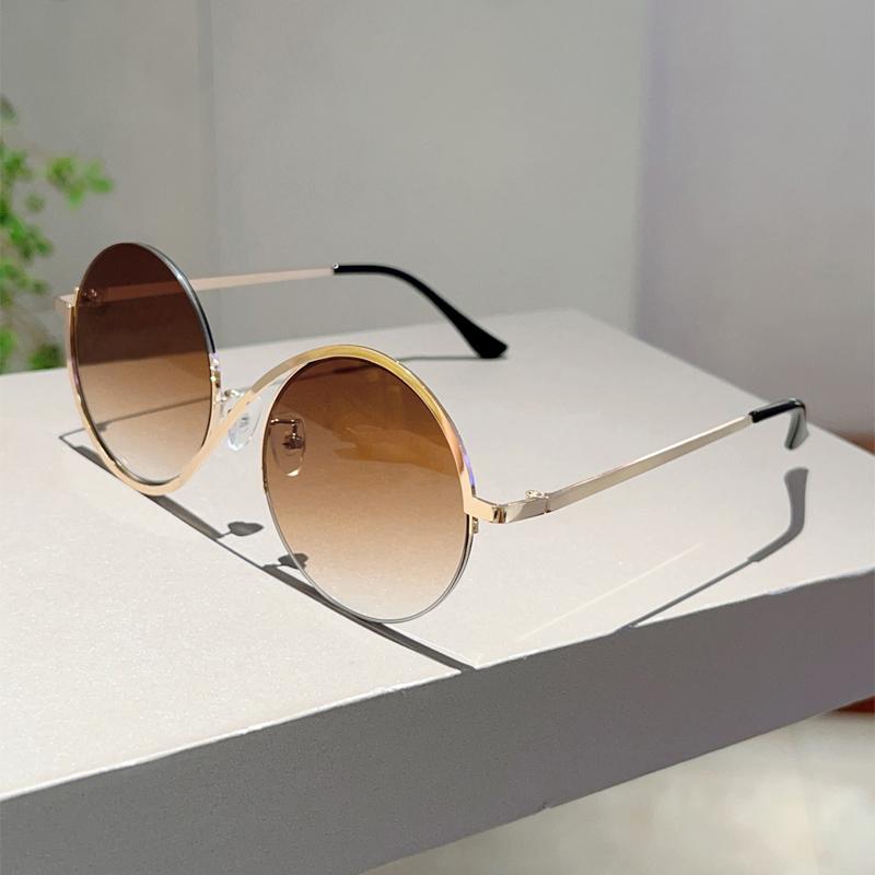 Fashion Round Gradient Shades Women New Chic Korean Style Decor Sunglasses Oversize Vacation Beach Anti UV Sun Glasses