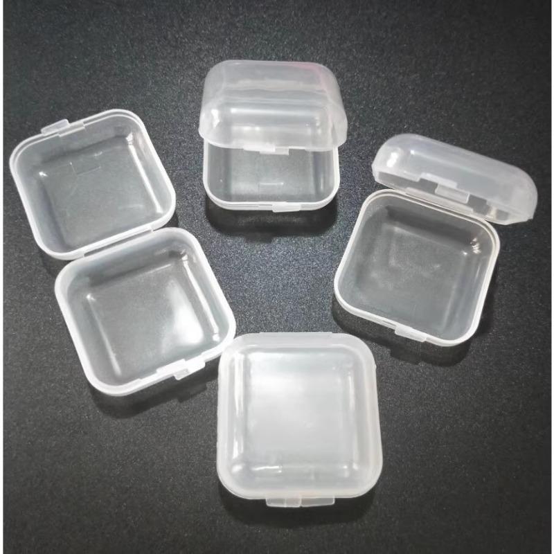 1/100 Stück Kleine quadratische Schmuckaufbewahrungsboxen Hüllen für Pillen Ohrringe Transparenter Kunststoff Staubdicht Ohrstöpsel Aufbewahrungs-Packboxen