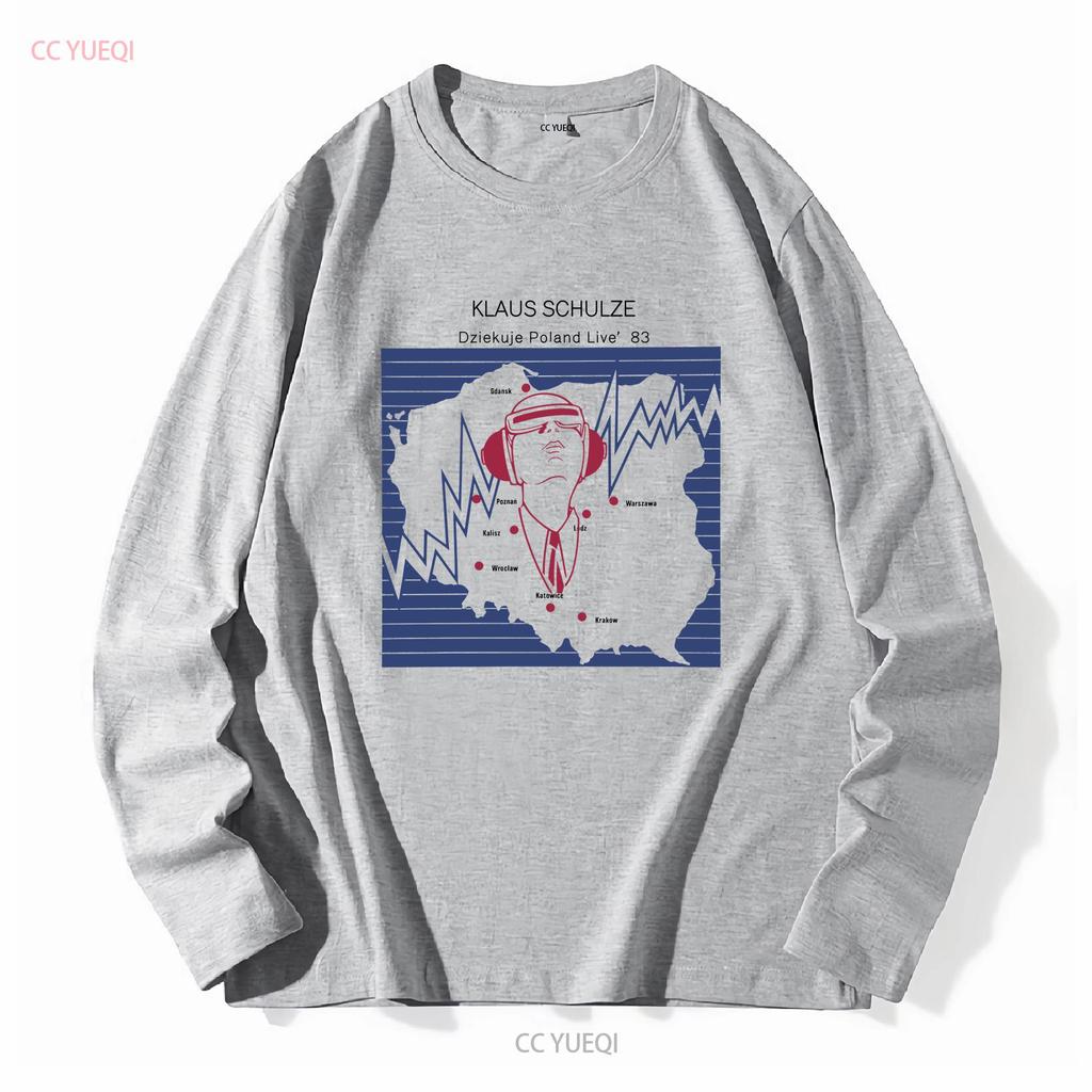 Klaus Schulze in Polen limitierte Auflage klassisches graues Tribut-T-Shirt lange oder kurze Ärmel Vintage gewaschen dehnbar bequem