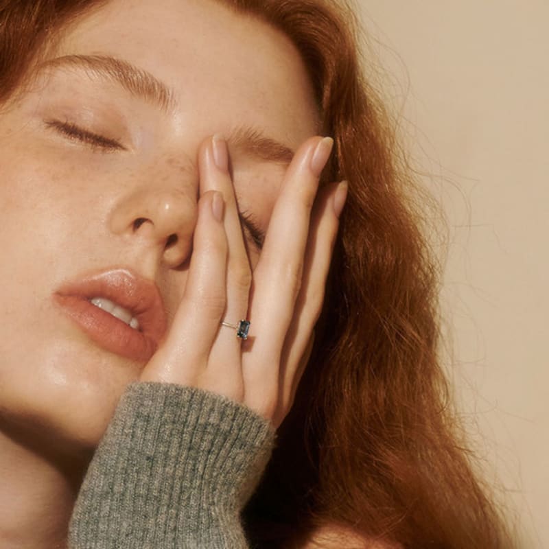 BSWAN Emerald Cut London Blue Ring