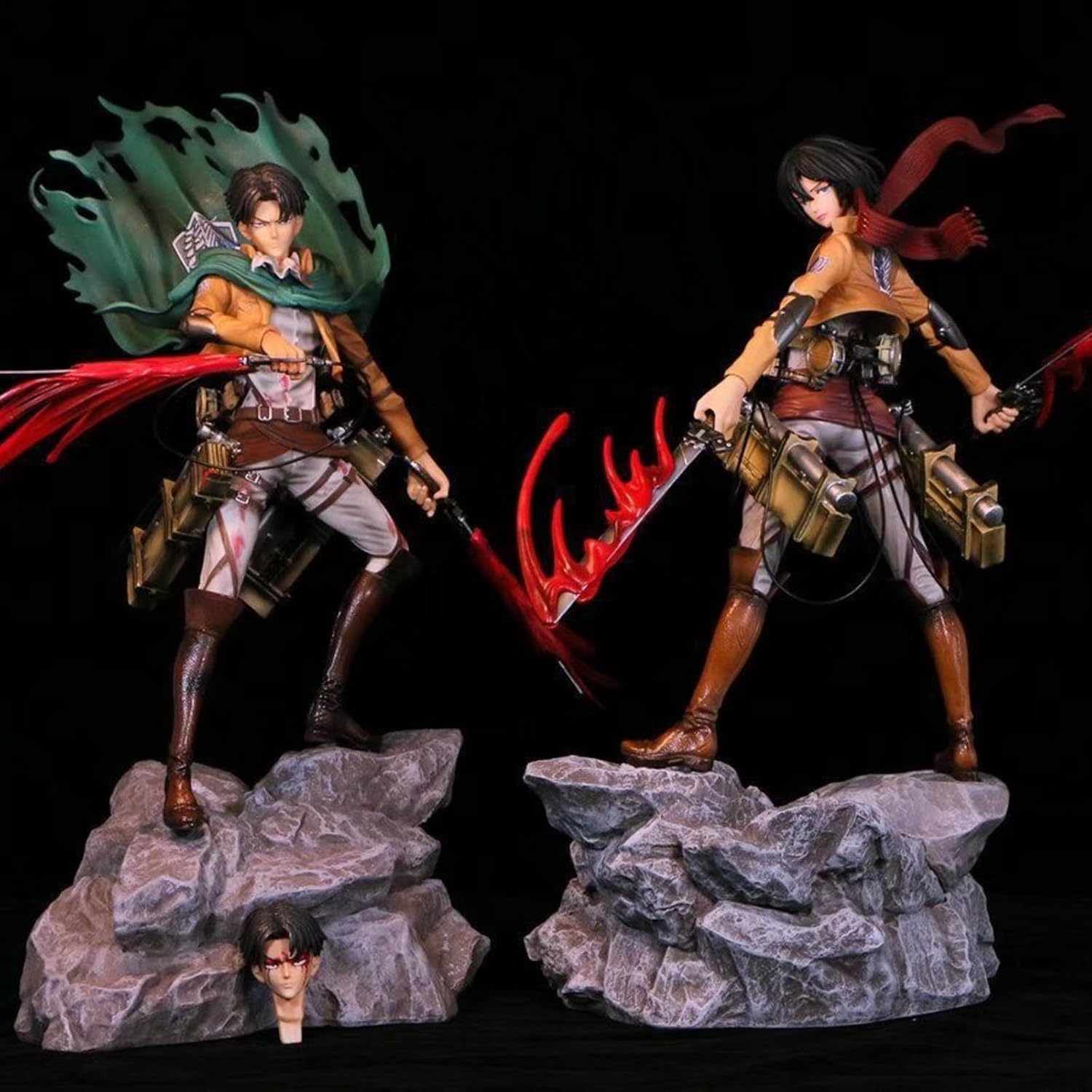 

YAORUI Good Times Mikasa Figure Levi Doll Attack on Titan Fighting Pose Approximately 35cm Painted Finished Two-Dimensional Cool Plastic Birthday Gift
