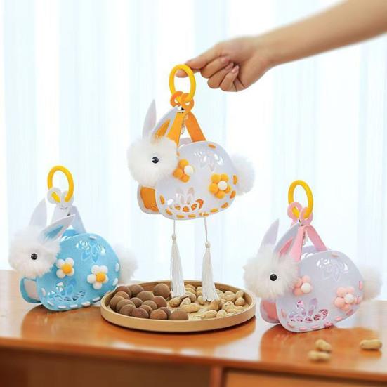DIY Rabbit Lantern Kit for Kids Handmade Plush Rabbit Handheld Lantern for Chinese New Year Mid-Autumn Festival Decoration