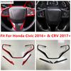 Steering Wheel Button Frame Decoration Cover Trim For Honda Civic 2016 -  & CRV 2017 -  Red / Carbon Fiber Accessories
