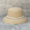 French Face Small Light Luxury Versatile Pearl Chain Top Hat Raffia Woven Big Eaves Straw Hat Women'S Summer Sun Protection Hat