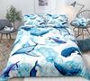Set Copripiumino Oceanico Set Biancheria da Letto Balena Azzurra Biancheria da Letto Animale Marino Set Letto a Righe Tessile per la Casa in Microfibra per Bambini e Adolescenti