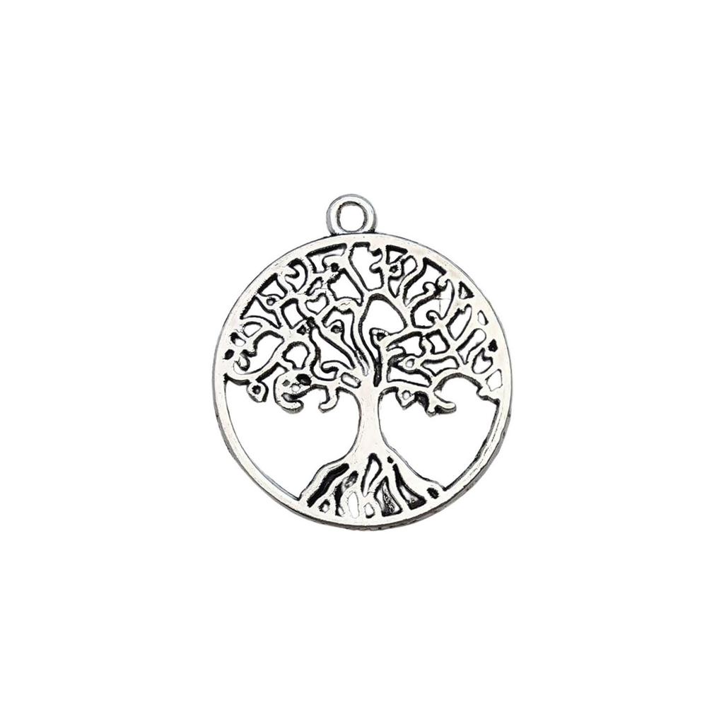 Ancient Silver Plant Small Pendant Hollow Tree Of Life Alloy Accessories Handmade Beaded DIY Material Jewelry