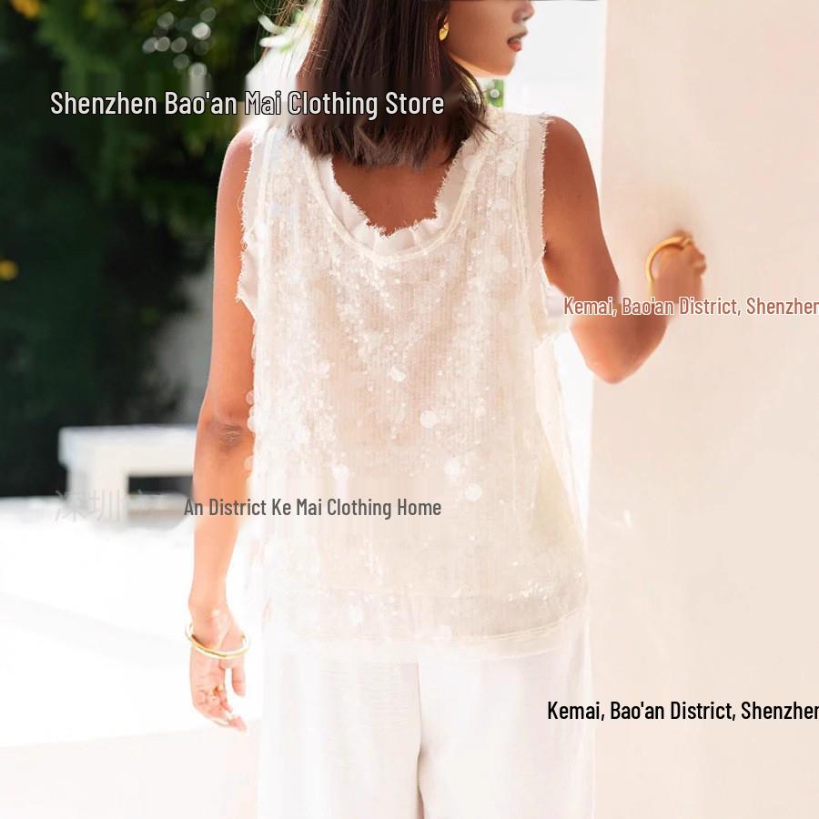 2025 Casual Spicy Girl Sequin Sleeveless Fashion Top for Women