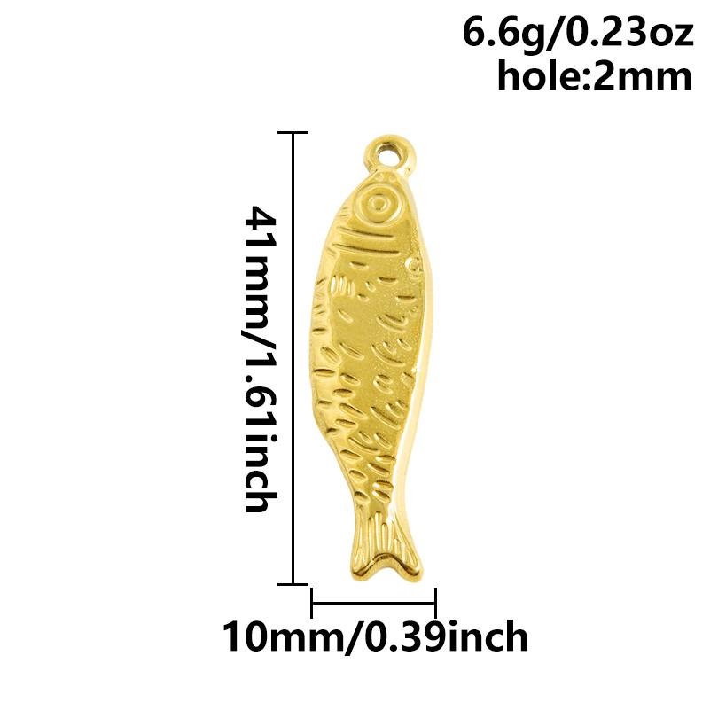 5pcs/Lot Gold Color Vintage Fashion Stainless Steel Fish Pendants For Jewelry Making Supplies Animal Charm Oil Dripping Pendant