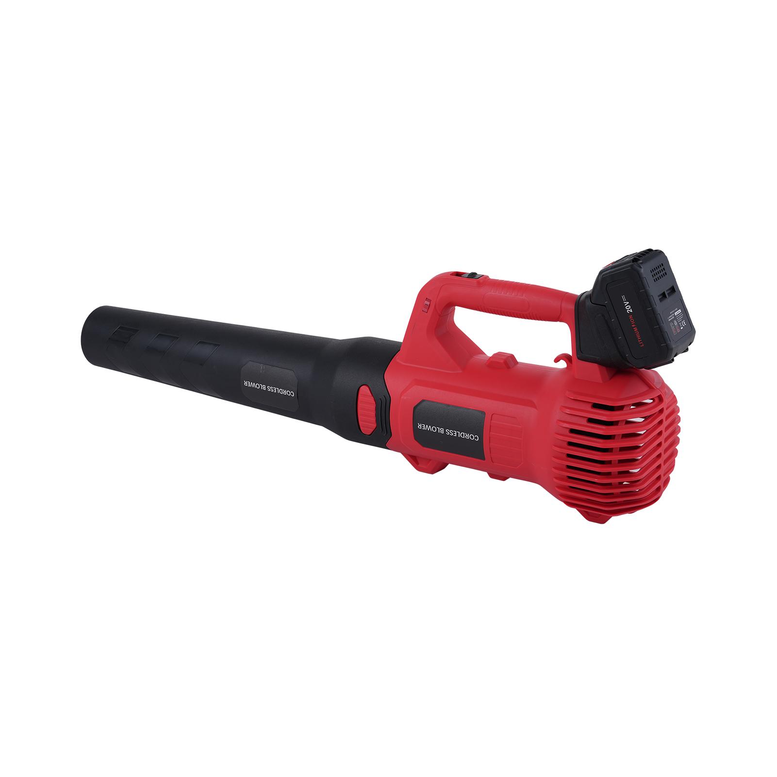 

Воздуходувка для листьев 20 В, электрическая беспроводная воздуходувка со скоростью 73 мили в час, аккумулятор 4,0 А·ч и зарядное устройство в комплекте, US Plug & 2 Battery красный