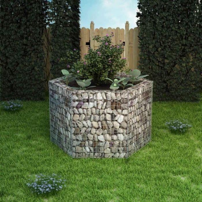 Lit surélevé - vidaXL - Gabion hexagonal - 160x140x100 cm - Acier galvanisé - Résistant aux intempéries