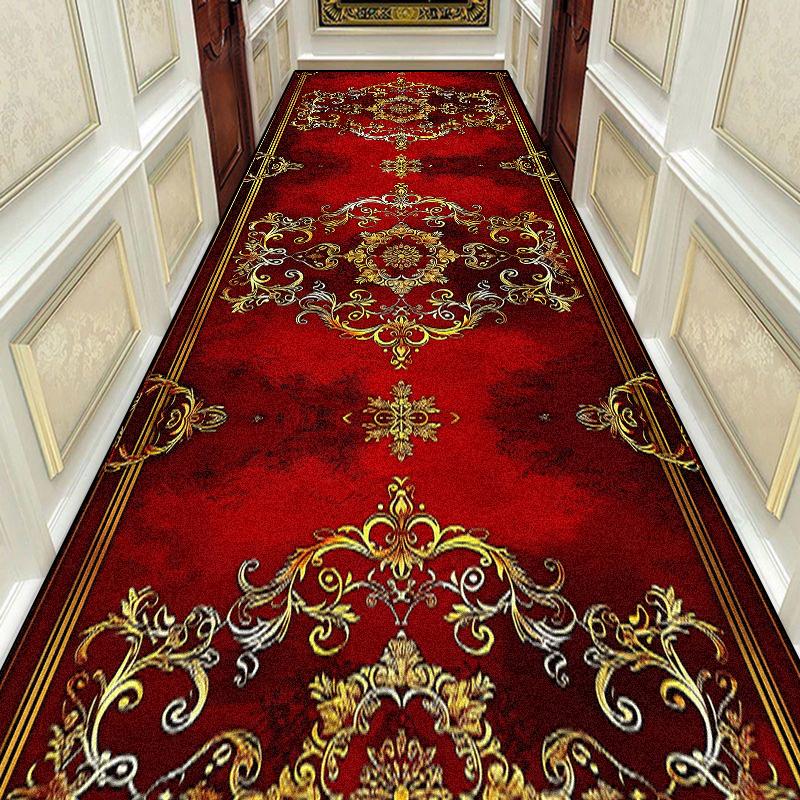Gorgeous Retro European Long Corridor Carpet Hall Runner Decor Non-slip Washable Stairway Rugs Home Aisle Floor Mat Customizable