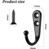 Lot de 5 crochets muraux noirs en alliage de zinc anti-rouille – patères solides (40×30×13 mm)