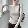 Damen H393 Rollkragen Warm Schlankmachend Langarm Oberteil - Herbst/Winter Einfarbig Vielseitiges Mid-Neck Basisschicht Shirt.