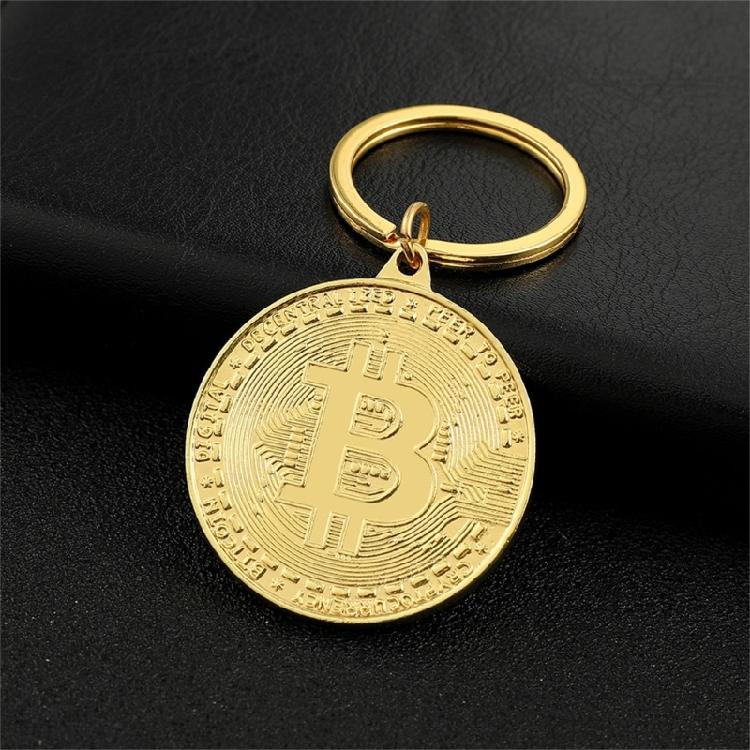 Crypto Collectible Keychain With Bitcoins Motifs Stylish Metal Construction Keyring Pendant For Gifting And Display
