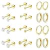 Stainless Steel Circle Huggie Hoop Earrings Set for Women Gold Color Unique Zircon Flower Stud Earring Piercing Jewelry