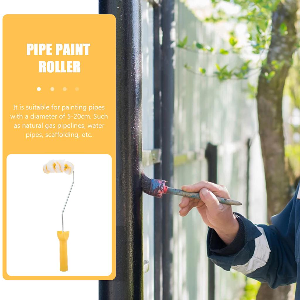 1Pcs Wheels Tube Roller Brush Paint Brush Set for Fences Furniture Pipes Tubing Fast Coverage Comfort Grip Efficient DIY