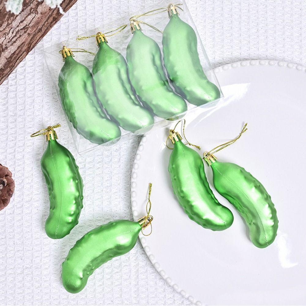 Plastic Green Cucumber Hanging Balls Reusable Xmas Tree Ornaments  Party Favors