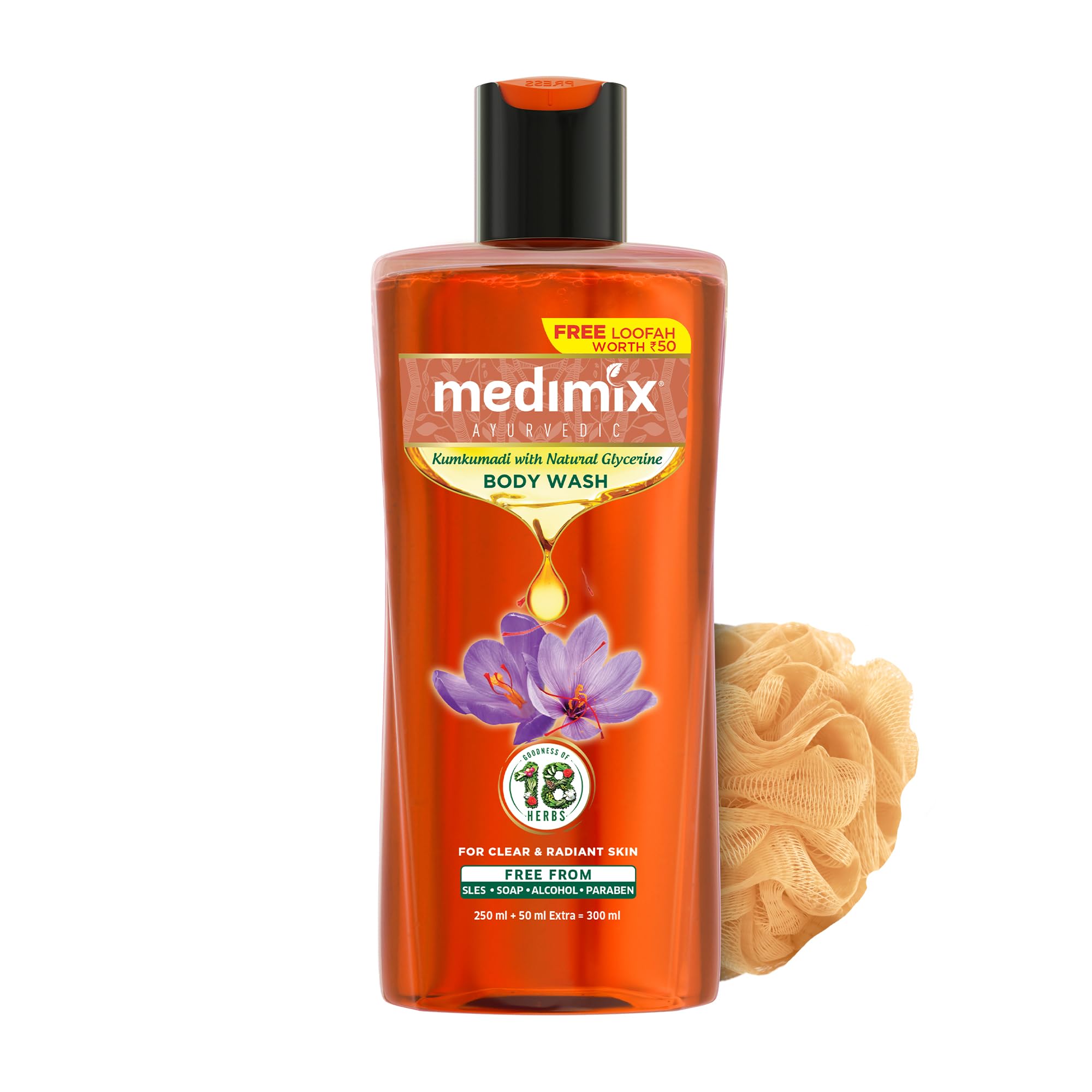 

Medimix Ayurvedic Bodywash, Kumkumadi with Natural Glycerine for radiant & revived skin 250 + 50 ml | Shower Gel for Deep Hydration, Replenished & Glo