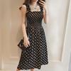 Women's Summer Sleeveless Dot Dress Sexy Backless A-Line Spaghetti Strap Beach Style Dresses Camisole Off-Shoulder Folds Vestidos