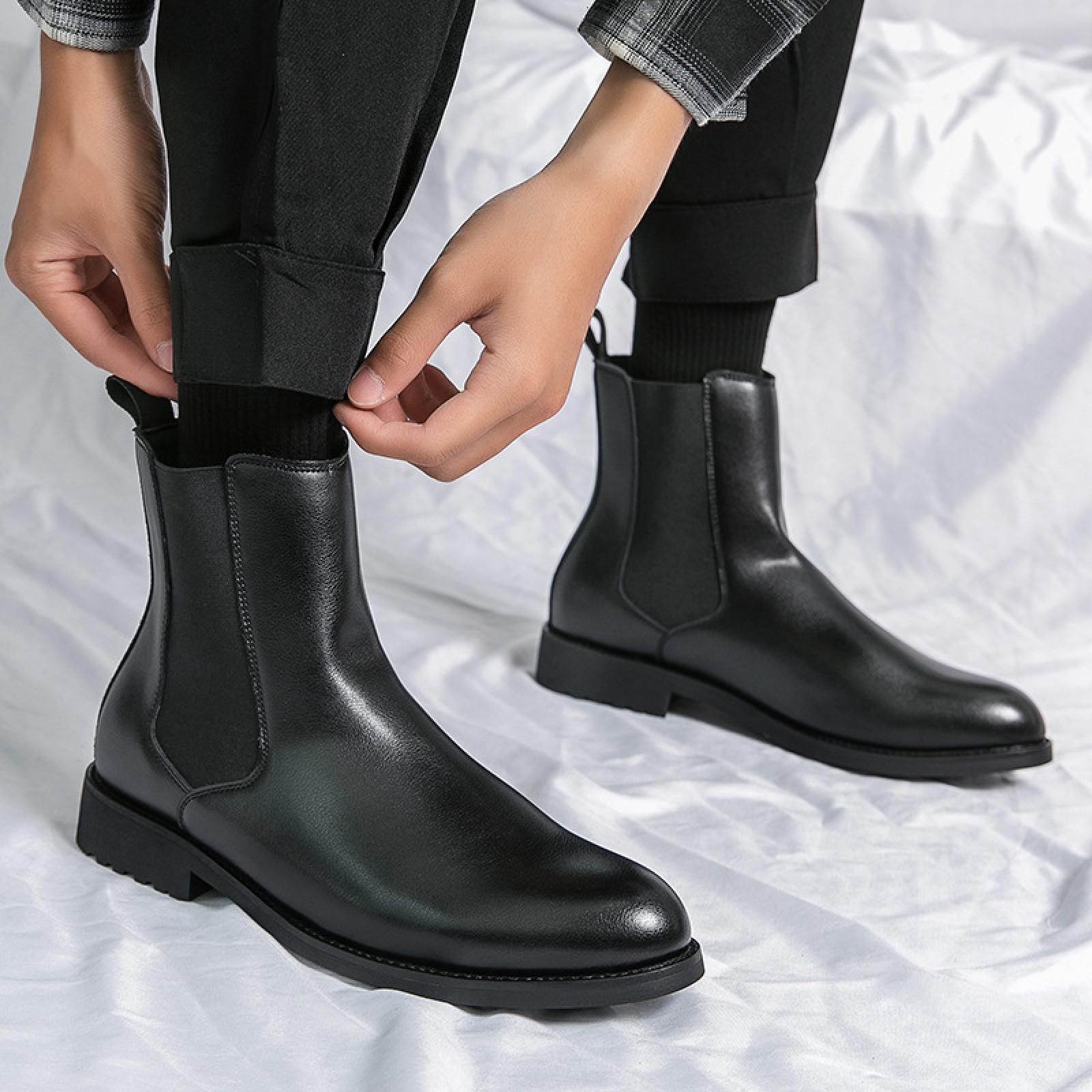 Men s Trendy High Top Leather Shoes, Men s Oversized Shoes, Men s Shoes, Business Leather Shoes 43