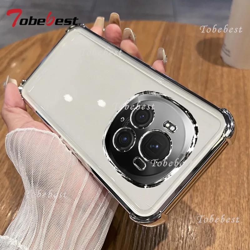 360 Degree Rotating Magnetic Bracket Shockproof Plating Case For Huawei Honor Magic 7 Lite 6 5 4 3 Pro Transparent Back Cover