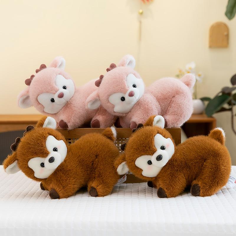 Soft cute party style deer obediently plush toy children's birthday gift cute pet home ornament activity gift