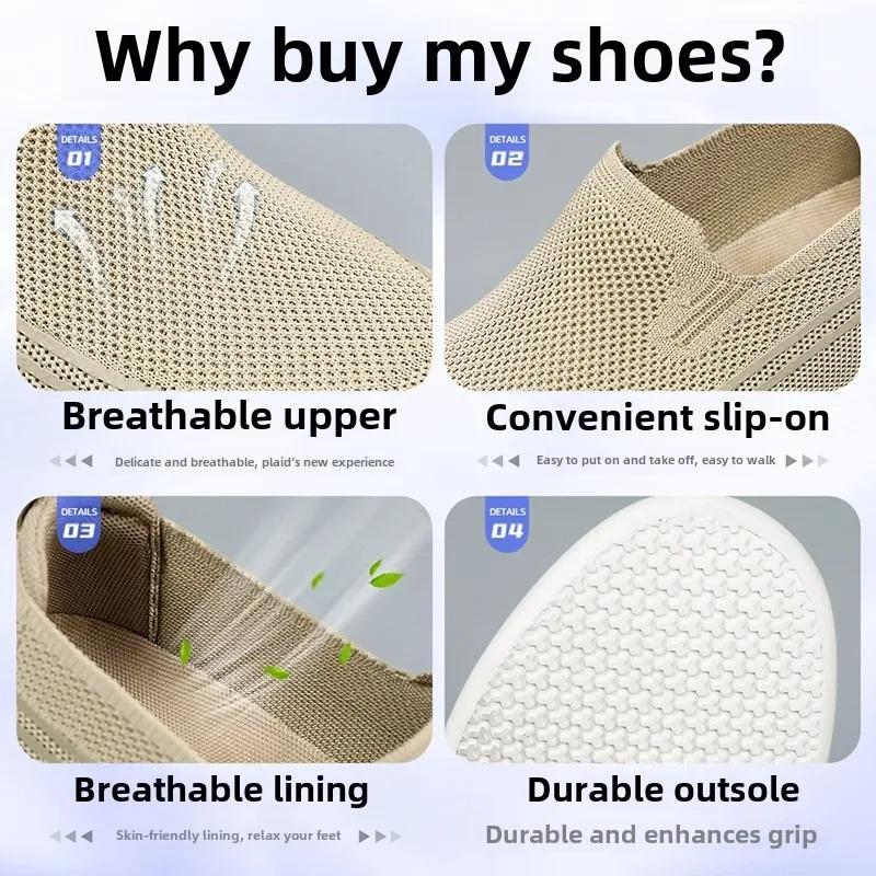 Men's Shoes Hollow Out Mesh Shoes Fashion Outdoor Casual Shoes Breathable Cloth Foowear Men's Loafers Lightweight Walking Flats