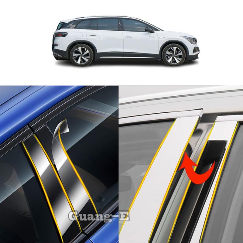 Car TPU/Glossy Mirror Pillar Post Cover For VW Volkswagen ID6X ID.6X 2024 Door Trim Window Molding Stickers Plate