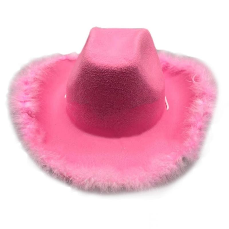 Breathable Cowboy Hats Disco Party Large Rolled Brims Hat Fedoras Felts Cowboy Sunproof Hat Supply Wide Rolled Brims