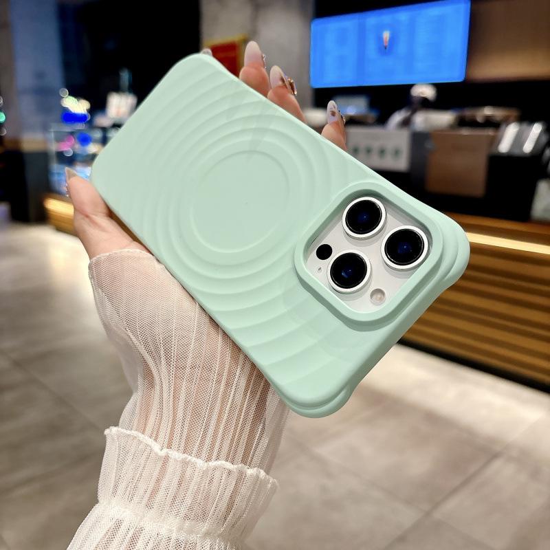 Apple 17 Pro Max Magnetic Phone Case, Liquid Silicone, Ripple Texture, Full Coverage, Anti-Drop, Fits Apple 16.