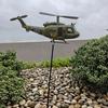 Patriotischer Windrad, Hubschrauber-Windmühlen-Spieß mit drehendem Propeller, 2D Metall-Flugzeug-Skulpturen-Dekoration für Garten, Terrasse, Rasen