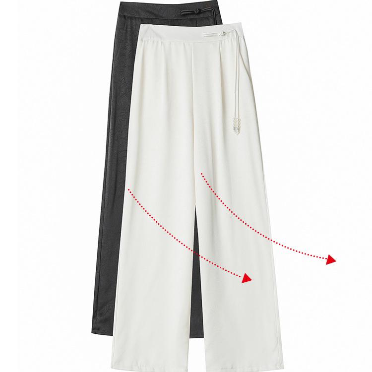 Жаккардовые широкие брюки из ледяного шелка — фото 6