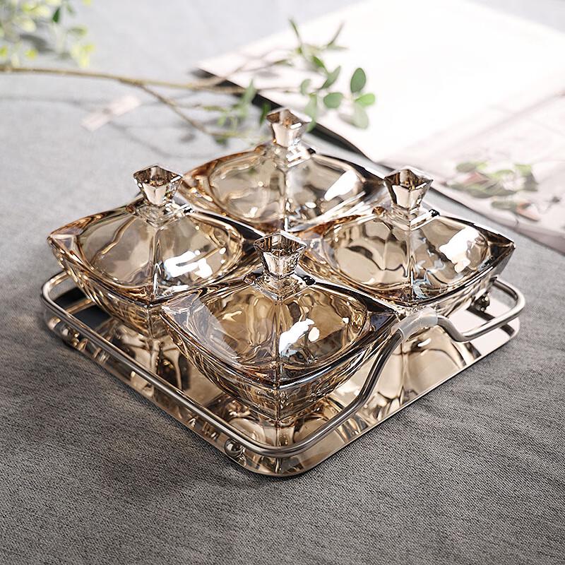 NaJian European Crystal Glass Snack & Dried Fruit Tray Set
