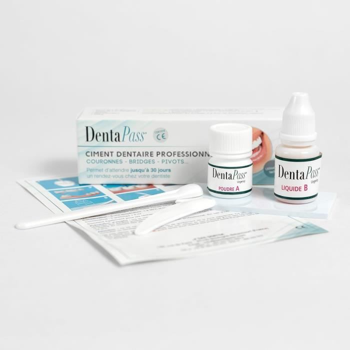 Zahnzement Zahnkleber für Krone, Brücke, Stiftzahn Professionelle Qualität 15 Anwendungen Einfache Anwendung