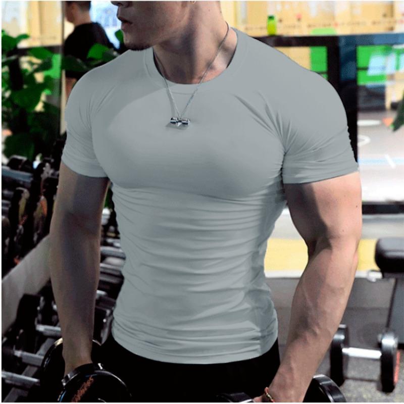Mens Plain Short Sleeve Slim Fit T Shirt Custom Print For Gym Workout