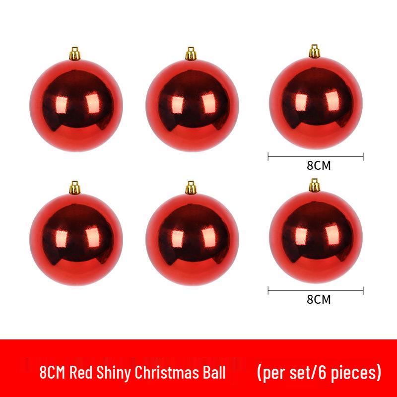 Red Shiny & Matte Glitter Christmas Ball Ornaments - Plastic Hanging Decorations (6-30cm) for Festival Scenes