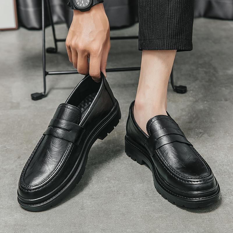 Fashion British Style Men High Quality Leather Loafers Men Casual Shoes Comfort Slip On Office Work Business Dating Loafers Formal Shoes