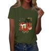 Women's Fashion 2026 New Year Printed Round Neck Short Sleeve Top