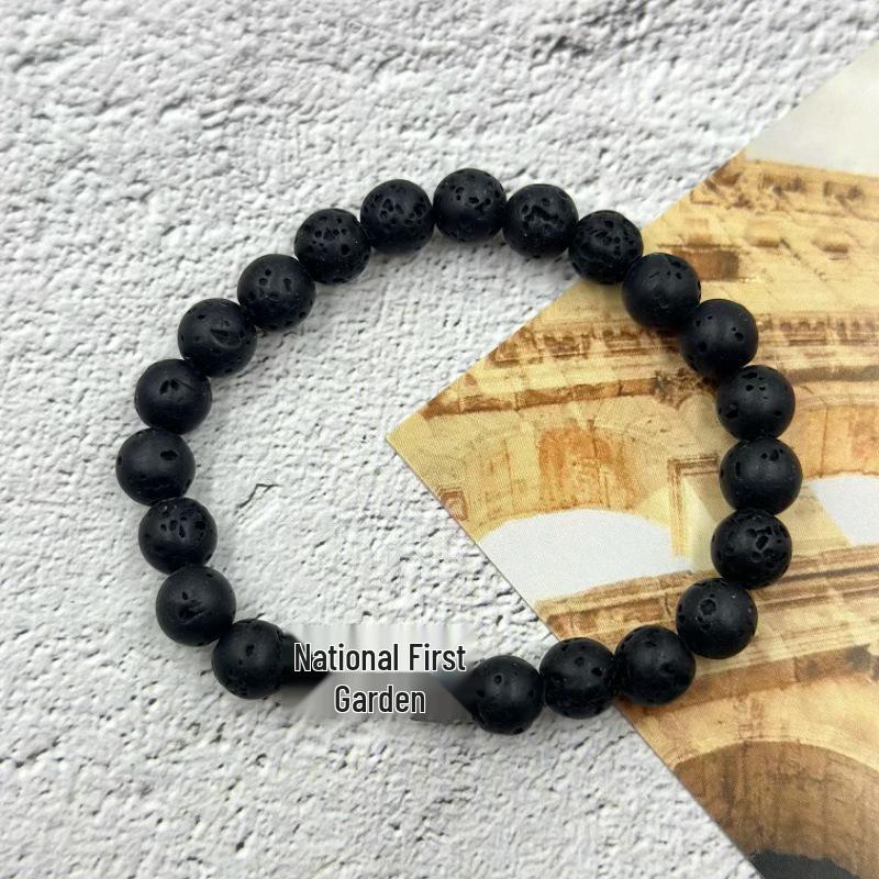 "Turquoise & Volcanic Rock Beaded Bracelet with Dumbbell Charm – Unisex Jewelry”