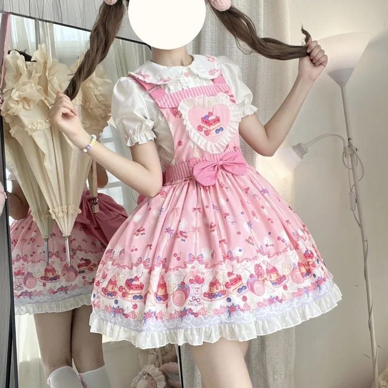 Kawaii Giapponese Dolce Dessert Mini Torta Prezzo Pieno Vestito Lolita Originale JSK Salopette Vestito Lolita