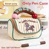 Kids Pony Pencil Case With Multiple Compartments Oxford Fabric For School Supplies