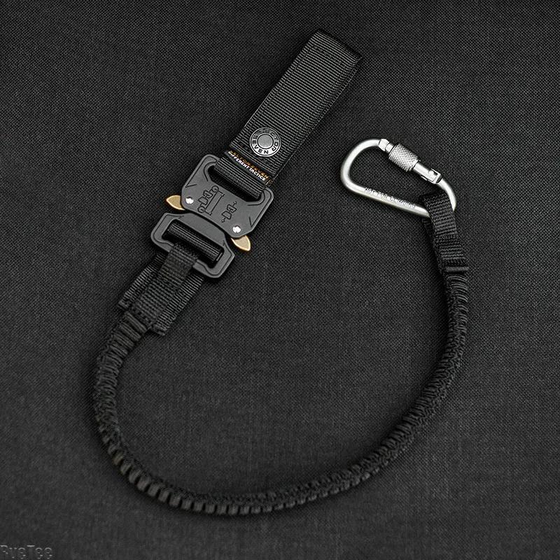 Tactical Elastic Anti-Loss Tool Rope with Carabiner for Aerial Work Electric Drill Hammer Outdoor Gear Cool Man Gift